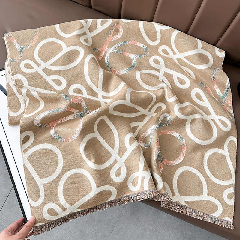 Bufandas coreanas de cachemira de dama 2025 pájaros con un bufón de aire acondicionado que se vuelve más grueso y cálido