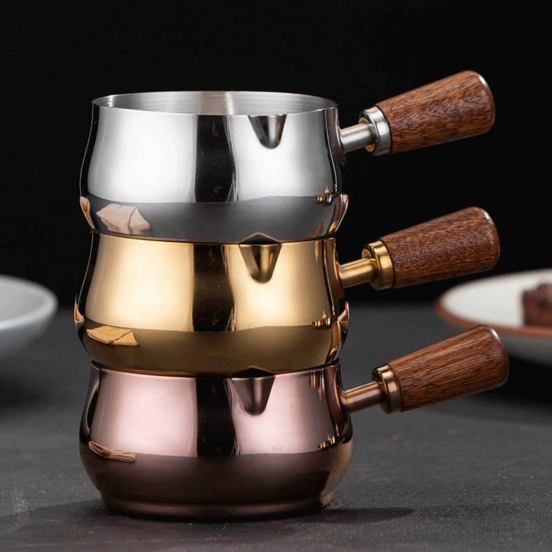 304 stainless steel sauce cup Western steak sauce cup wooden handle hand tomato salad dipping sauce dish baking spoon
