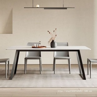 Nordic Cream Style Slate Dining Table and Chair Combination Italian Minimalist Design Small Apartment Light Luxury Home Choice