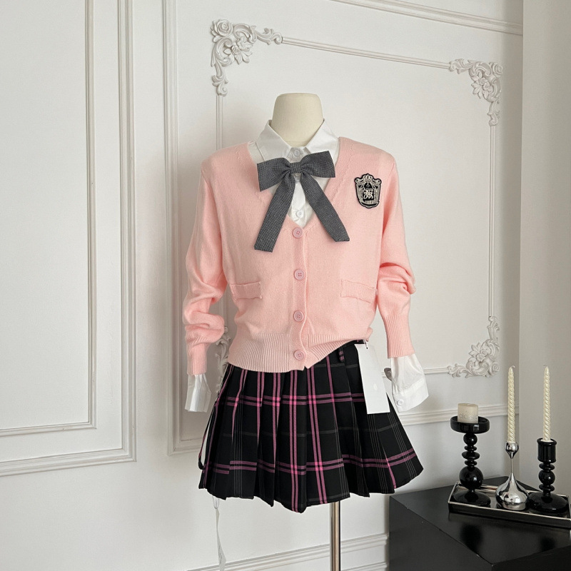 【东京女大】日式JK学院风开衫+衬衫+半裙制服套装|undefined