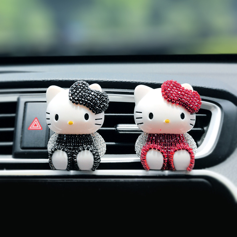 Car Perfume Ornaments Cartoon Cute Kt Air Outlet Aromatherapy Clip New Car Deodorizing Air Conditioning Mouth Decorative Supplies for Women