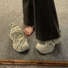 镂空老爹鞋女夏日凉鞋2024新款百搭小个子厚底透气网面休闲运动鞋
