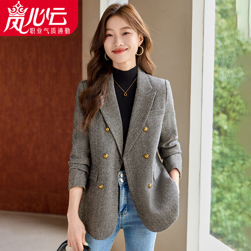 High-end spring and autumn small suit wool jacket fashion Korean top women's new this year popular retro style 1316 High-end spring and autumn small suit wool jacket fashion Korean top women's new this year popular retro style 1316