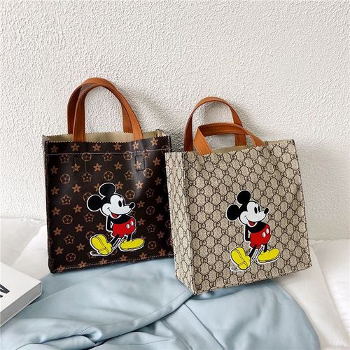 Work handbag Internet celebrity bag women's new large-capacity tote bag fashionable open presbyopic Mickey pattern square bag