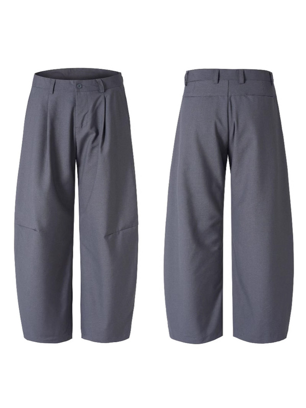 LKTM メンズ ニッチ レトロ ハイエンド グレー 通勤 シミターパンツ 男女兼用 シンプル クリーンフィット カジュアルパンツ|undefined