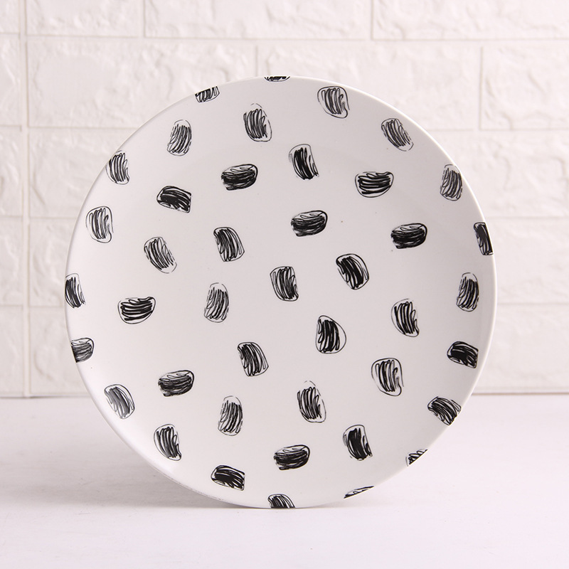 Nuevo diseño negro manchado vajilla Bluck Speckled muestra gratis cena de cerámica