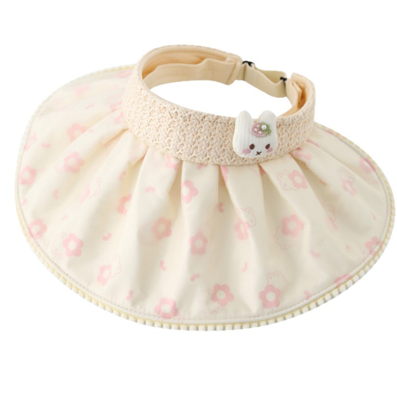 Chapéu de Sol Infantil Casual UPF 50+ Estilo Coreano com Estampa de Bolinhas, Aberto na Parte Superior, Aba Larga e Respirável para Viagens._voghion.com