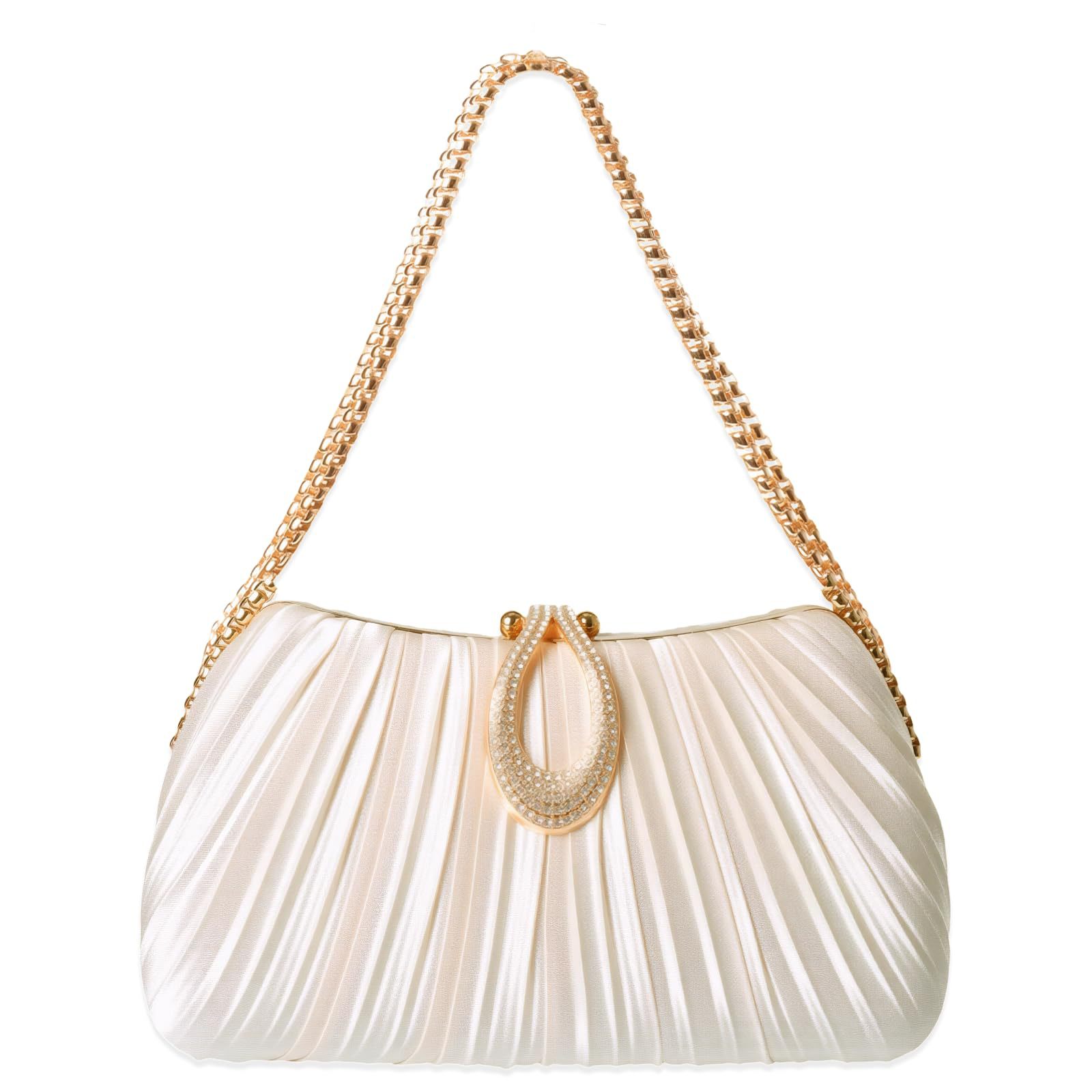 2025 New Satin Pleated Evening Bag For Women, Chain Bracelet Clutch For Formal Gowns And Cheongsam, Shoulder And Crossbody Bag - Thumbnail 6