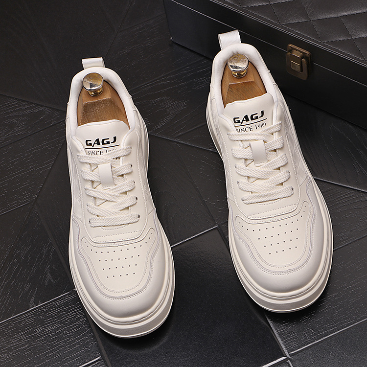 Lace up casual breathable white versatile sports Korean version, minimalist men's shoes, comfortable, and trendy_voghion.com