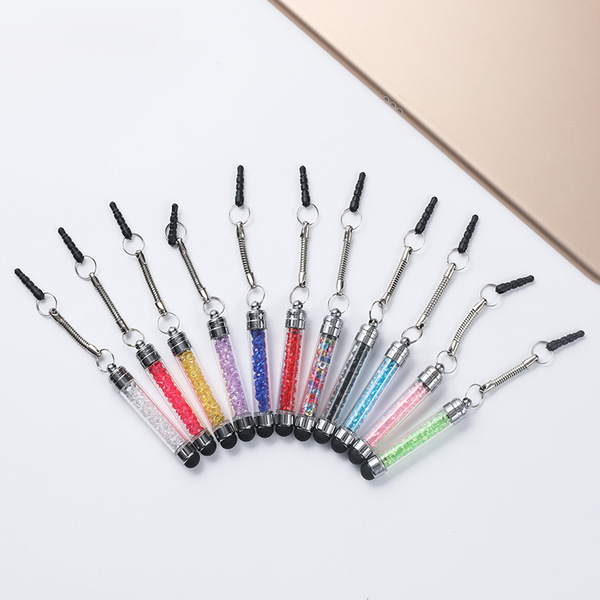 Crystal pendant capacitive pen stylus bullet stylus pen with dust…