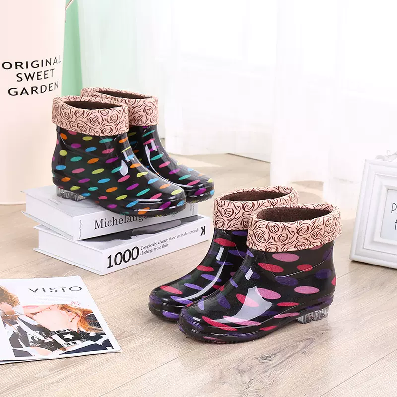 跨境水晶保暖雨靴时尚耐磨防滑四季可穿雨靴户外加绒防水雨鞋女款