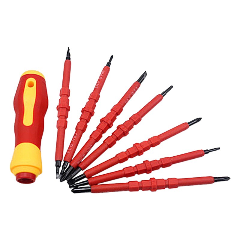 Eléctrico aislado destornillador traje Cruz negro lote cabeza banda fuerte destornillador magnético reparación combinación herramienta
