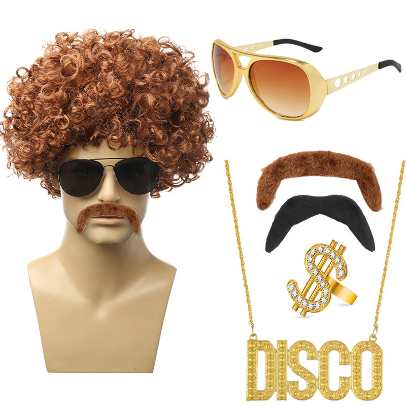 라이트 그레이 + 골드 안경 링 더블 수염 DISCO