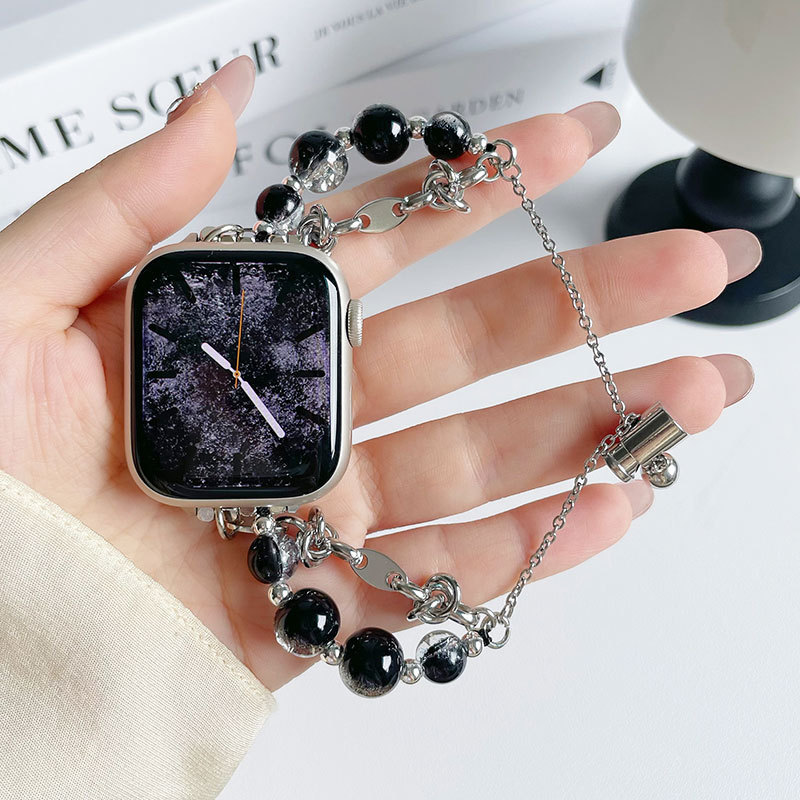 New Burst Black Crystal Diy Bracelet for iwatch Strap S8 Apple S9 Watch 8AppleWatch Women New Burst Black Crystal Diy Bracelet for iwatch Strap S8 Apple S9 Watch 8AppleWatch Women