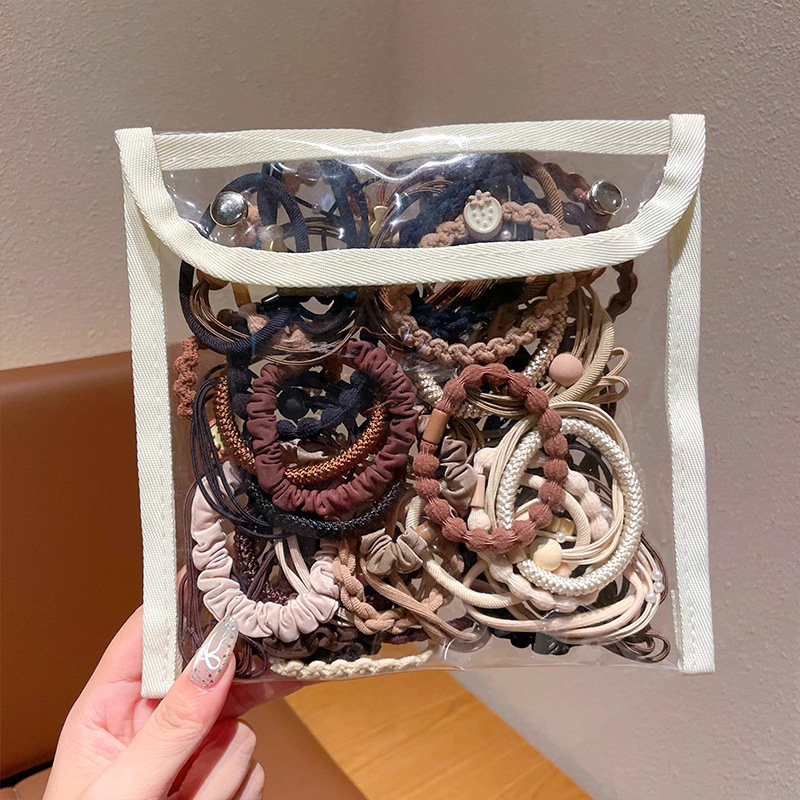 2025新款美拉德色儿童高弹力头绳女童扎高马尾皮筋上学元气发绳子