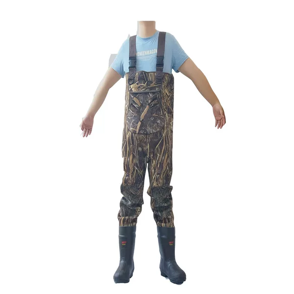 Factory wholesale full-body camouflage water pants outdoor wear-resistant large pocket bullet bag one-piece wading pants fishing hunting