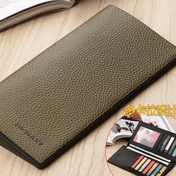 Wallet Men's Long 2023 New Ultra-Thin Zipper Wallet Soft Leather Clip Trendy