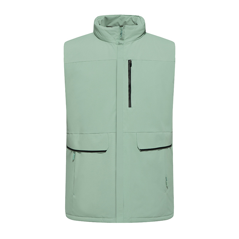 Otoño y invierno pareja al aire libre chaleco impermeable y cálido chaqueta sin mangas con cuello de algodón de bolsillo grande chaqueta