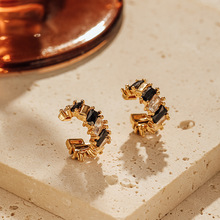 轻奢风耳夹铜镀18K真金镶锆石精美金属质感高级个性耳骨夹无耳洞