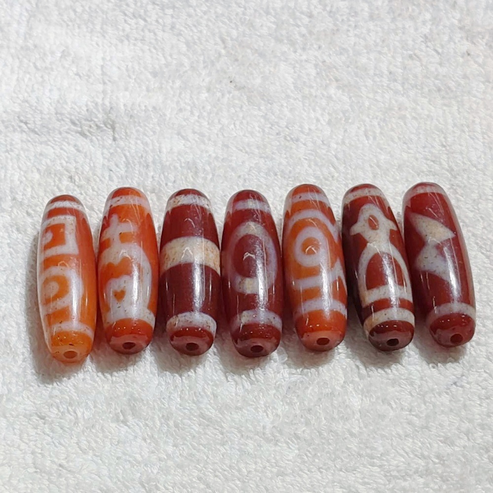 西藏图腾天然玛瑙红肉天地宝瓶线珠3眼财神天珠项链吊坠diy配饰