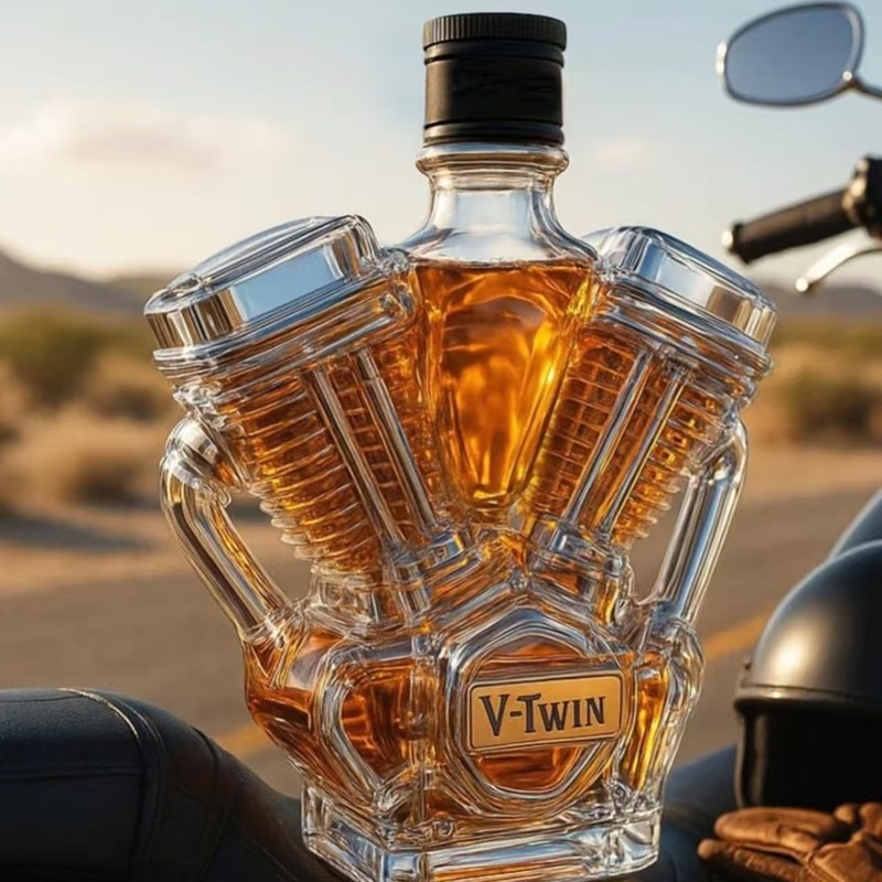 独立站新品V-Twin Whiskey Bottle工艺酒瓶发动机酒瓶威士忌瓶|undefined