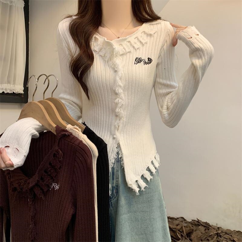 Designer tassel cardigan women's autumn new slim-fit knit top from source factory Designer tassel cardigan women's autumn new slim-fit knit top from source factory