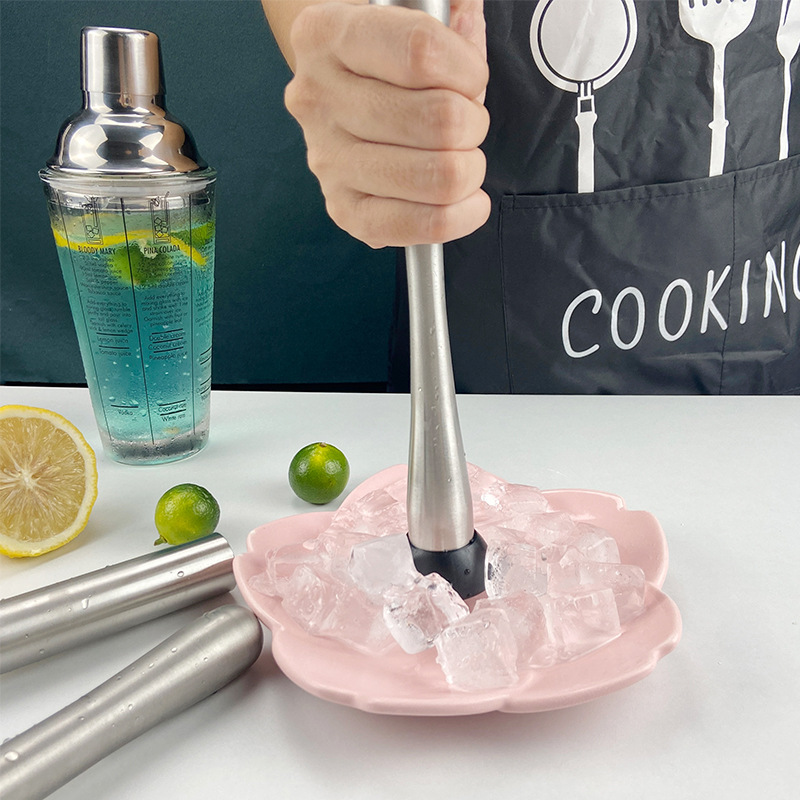 Trituradora de hielo de acero inoxidable palo de hielo batiendo a mano limón té herramienta trituradora de hielo jugo bar coctelera 304