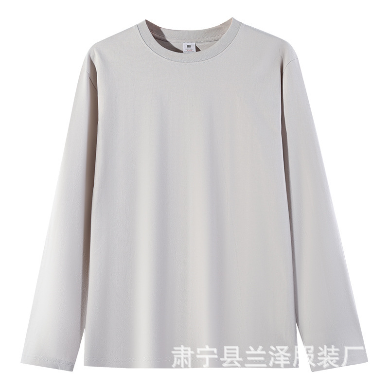 秋冬230g精櫛小落肩長袖卸売り純色秋衣男女純綿底シャツtシャツプリント|undefined