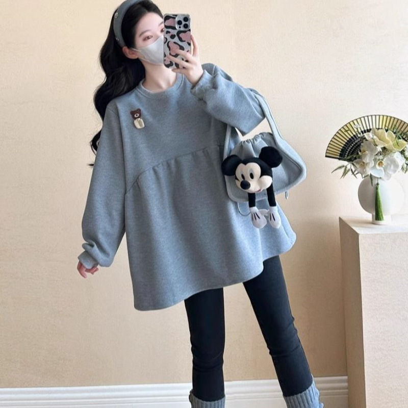 Maternity Autumn and Winter Clothing Suit Tops Spring & Fall Baby Doll Shirts Mid-Length Fashionable Casual Loose Sweatshirt Autumn Suit Maternity Autumn and Winter Clothing Suit Tops Spring & Fall Baby Doll Shirts Mid-Length Fashionable Casual Loose Sweatshirt Autumn Suit