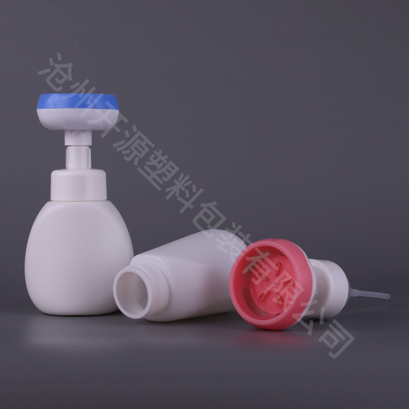 Venta al por mayor 350mlpe botella de plástico flor espuma mousse botella prensa fantasía limpieza niños flor mano desinfectante botella