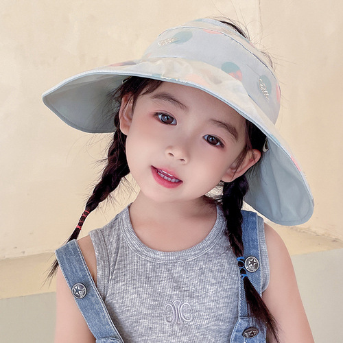 Children's sun protection hat girls summer empty top sun hat anti-UV baby sun hat spring outing big brim hat