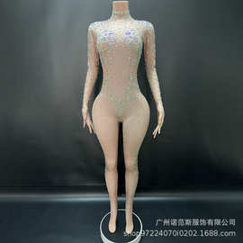 新款奢华彩钻瑜伽普拉提塑形连体裤夜场女演出服女团舞台打歌服