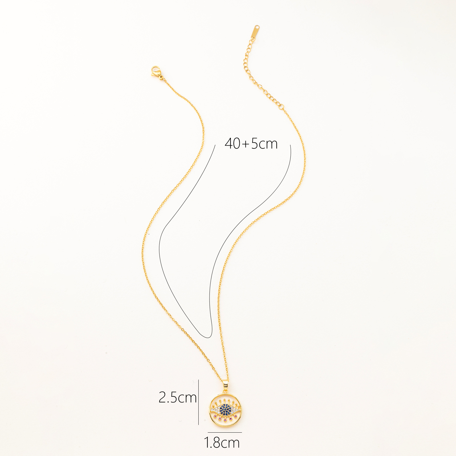 Fashion Devilu0027S Eye Stainless Steel Plating Inlay Artificial Gemstones Pendant Necklace 1 Piece