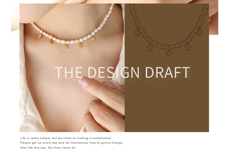 Baroque Style Star Titanium Steel Necklace Beaded Stainless Steel Necklaces