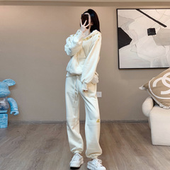 深セン南洋ヨーロッパの高級品とファッショナブルなゆったりとしたフード付きスポーツスーツの完全なセット、2024年秋冬の女性用