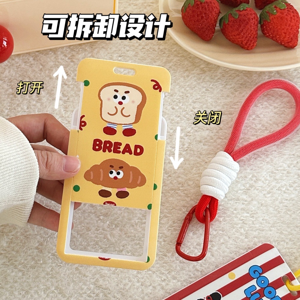 Tengyi original encantador cartón de dibujos animados del campus cubierta de tarjetas con cuerdas de suspensión de la niña cubierta de decoración de tarjetas de comida de autobús cubierta protectora