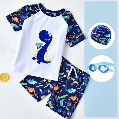 Children's swimsuits for men and girls quick-drying short-sleeved summer swimming equipment for small and medium-sized children's cartoon split swimsuit manufacturers wholesale