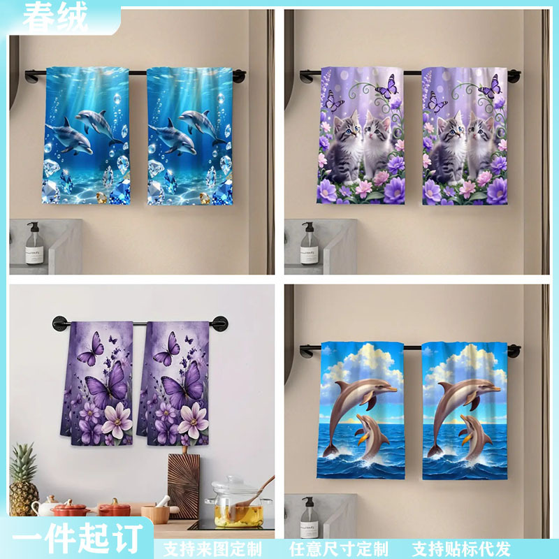 Temu Dropshipping Digital Printed Towel Set Bathroom Face Towel Custom Printed Towel Wholesale