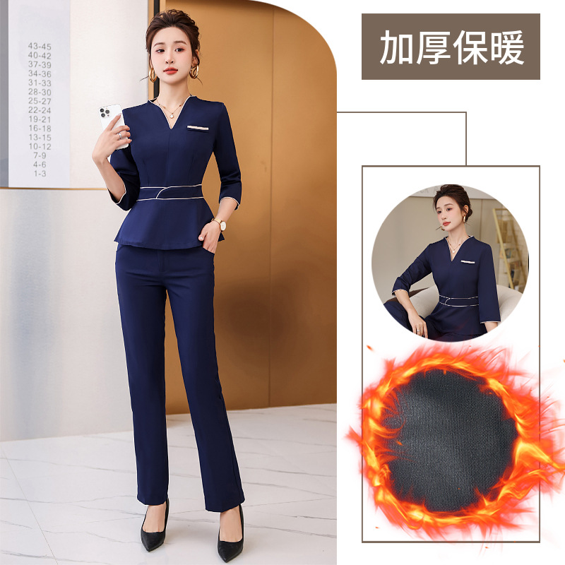皮肤管理师工作服职业套装秋冬美容院美容师加厚时尚中袖工作服