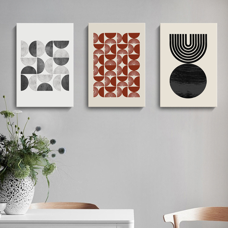 Simple Nordic Morandi Orange Abstract Geometry Living Room Decorative Painting Niche Art Minimalist Style Hotel Hanging Painting