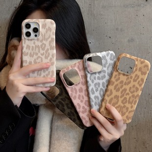 Niche Leopard Print Solid Color Phone Case Suitable for Apple 17/16/15Promax, Simple Protection for Iphone14/13P