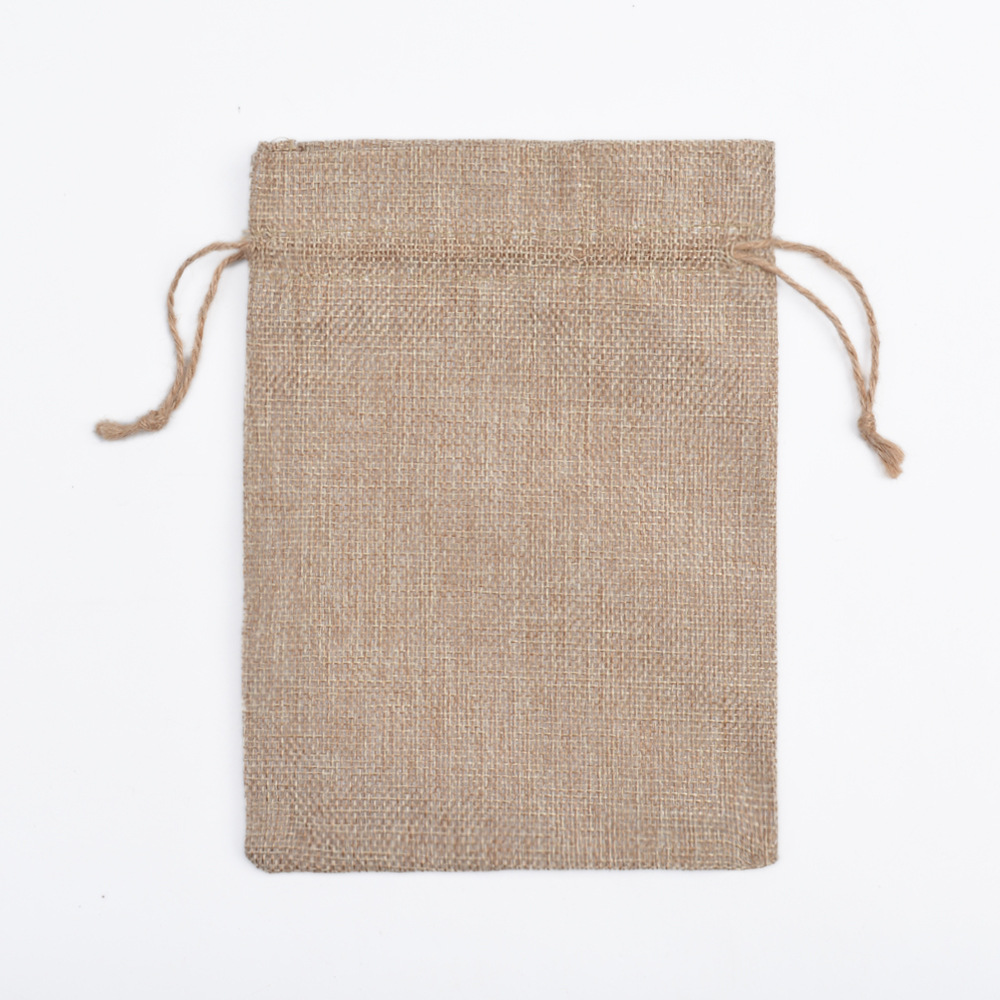 Vintage bolsa de lino cordón Navidad regalo artesanía joyería embalaje imitación Lino pequeño bolso de lino fábrica al por mayor