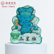 四川三星堆文创木质国潮冰箱贴磁吸创意三层立体旅游纪念品地标性