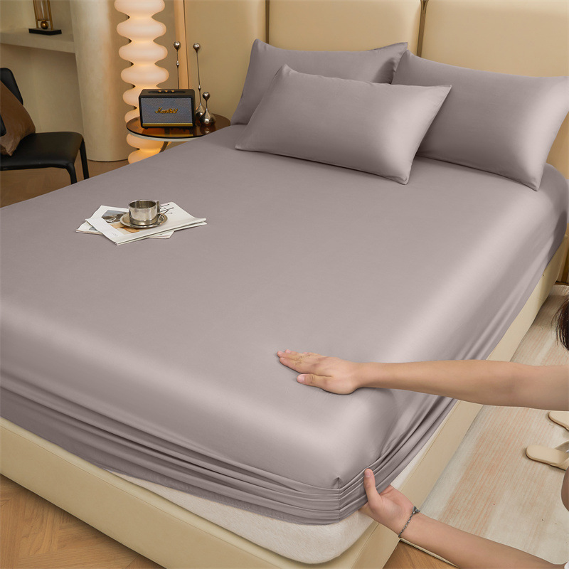 Class a 80-Count Pure Cotton Long-Staple Cotton Satin Fitted Bed Sheets Single Piece Pure Cotton Bed Pure Color Bed Cover Mattress Protector Wholesale
