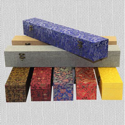 Crafts Box wooden  Brocade cloth Scrolls Reel packing Storage Gift box