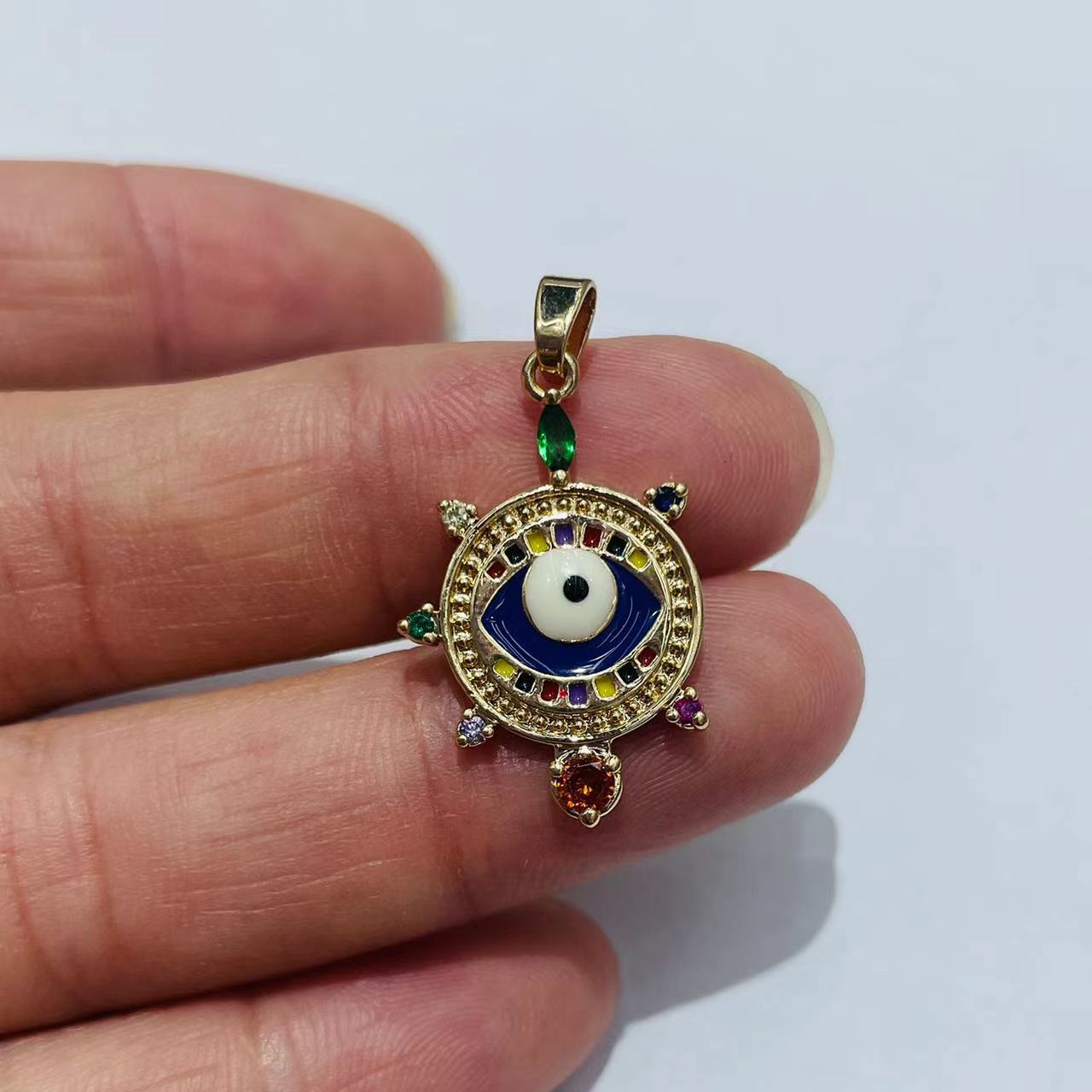 6g Weight Pendant Jewelry Making Type 1 Piece Quantity Daily, Street Occasion Copper Material Geometric, Devil's Eye, Heart Shape Pattern All Seasons Season Unisex Gender Plating Design Vintage Style, Classic Style Style 1 Piece Copper Geometric Devil's Eye Heart Shape Pendant 3