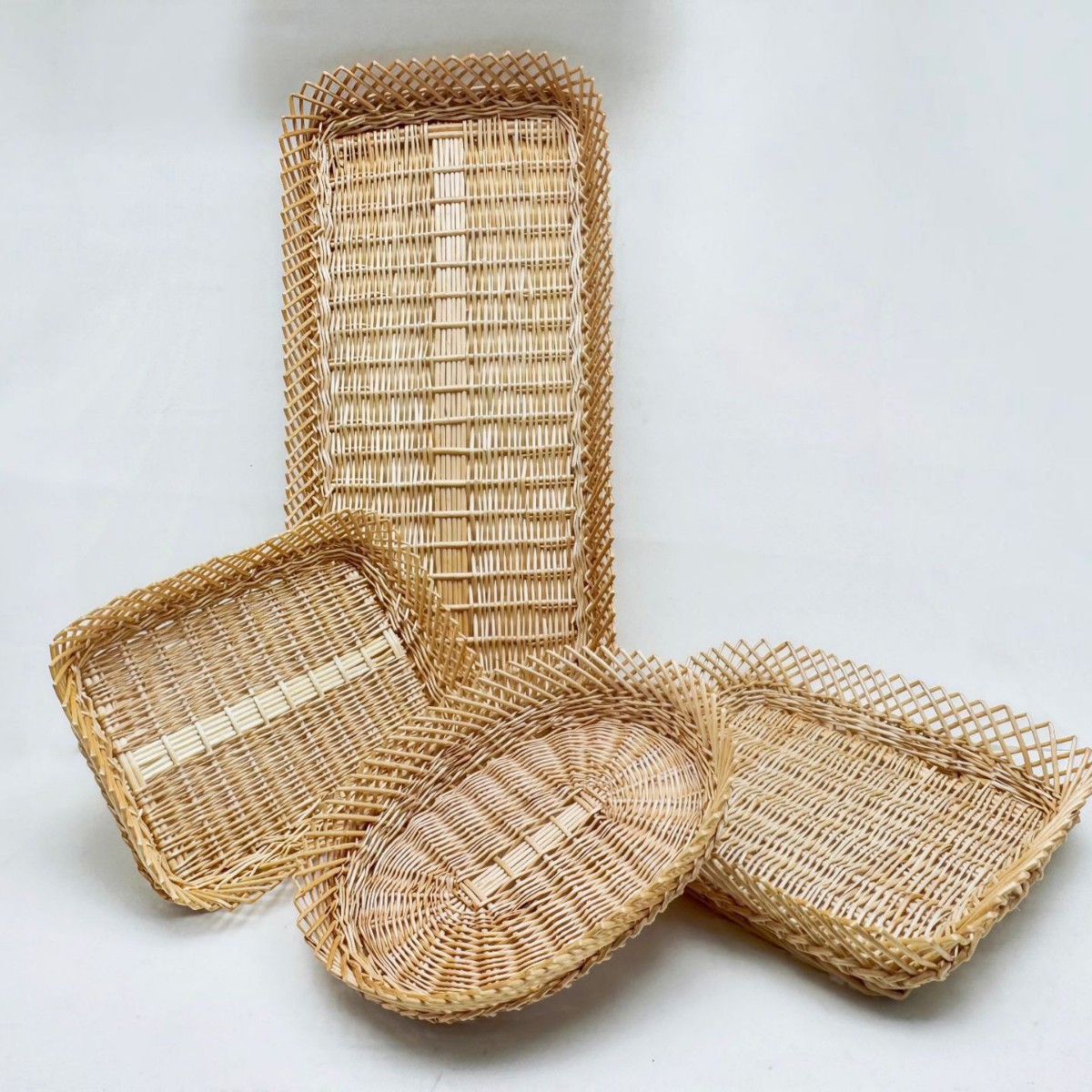 Bandeja de frutas de mimbre, canasta de pan al vapor, canasta de almacenamiento de verduras cocidas, supermercado doméstico, canasta de almacenamiento de artículos diversos, canasta de pan multifuncional