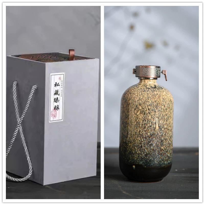 Pocket flask for home use, wine bottle, gift box, ceramic set sealed, 500 ml