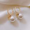 Silver needle, advanced earrings with bow from pearl, silver 925 sample, high-quality style, simple and elegant design