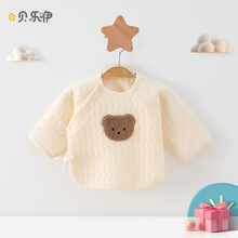 新生儿保暖无骨半背衣a类婴儿单上衣和尚服春秋宝宝三层夹棉内衣